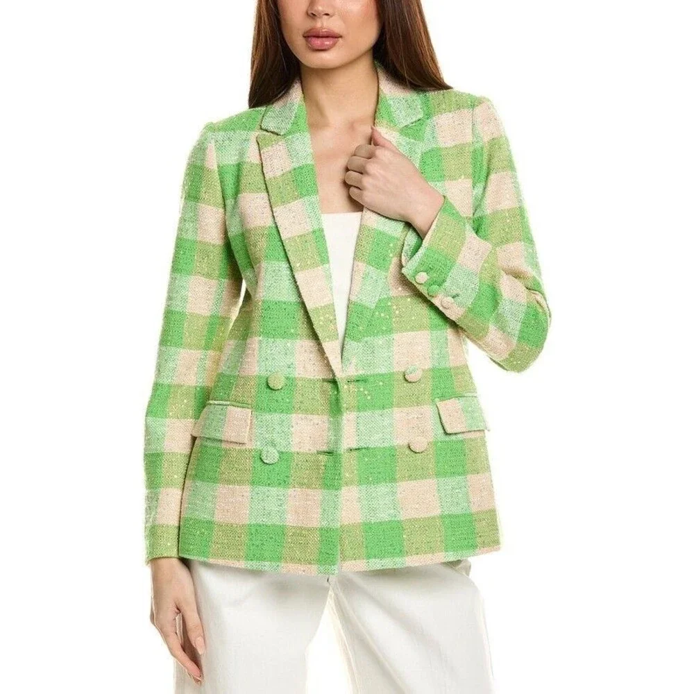 Flora Bea NYC Violeta Coat Green Check Size S‎